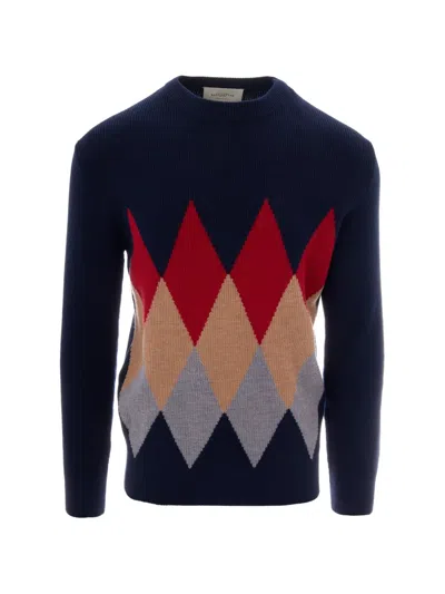 Ballantyne Long-sleeve Diamond-intarsia Sweater In Multi