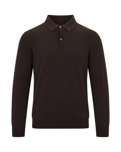 Ballantyne Long-sleeve Knit Polo Shirt In Brown