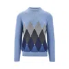 Ballantyne Lozenge Cashmere Crewneck Sweater In Blue