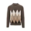 Ballantyne Lozenge Cashmere Crewneck Sweater In Brown