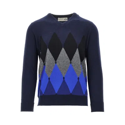 Ballantyne Lozenge Cashmere Sweater In Blue