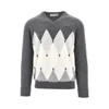 Ballantyne Argyle-pattern V-neck Pullover In Gray