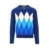 Ballantyne Lozenge Cotton And Cashmere Sweater In Blue