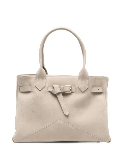 Ballantyne M Kate Buckle-detail Textured Tote Bag In Neutral
