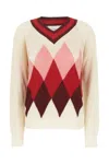 Ballantyne Diamond Knit V-neck Sweater In Neutral