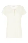 Ballantyne Knitwear With Keyhole Detail And Short Sleeves In Gold