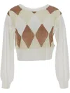 Ballantyne Round Neck Pullover With Open Back In White