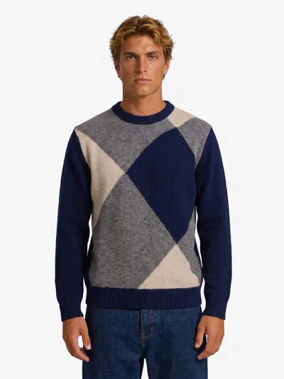 Ballantyne Crewneck Sweater Color Block Diamond Pattern In Multi