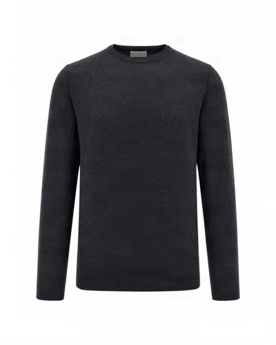 Ballantyne Anthracite Melange Textured Wool Sweater In Black