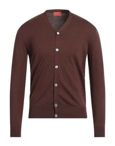 Ballantyne Man Cardigan Dark Brown Size 44 Cotton, Cashmere