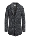 Ballantyne Man Cardigan Midnight Blue Size M Cotton, Polyamide In Black