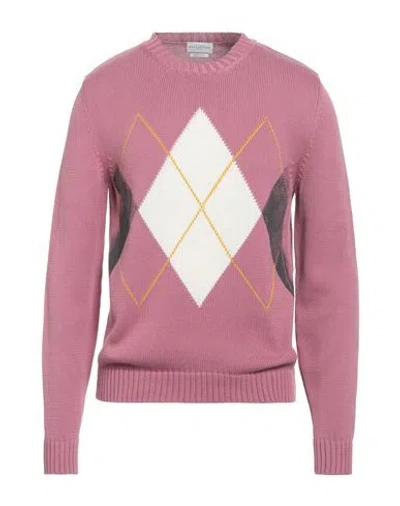 Ballantyne Man Sweater Antique Rose Size 40 Cotton In Pink