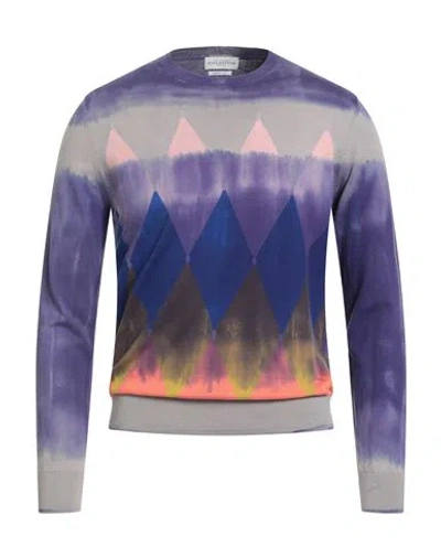 Ballantyne Man Sweater Dark Purple Size 44 Cotton, Cashmere In Multi