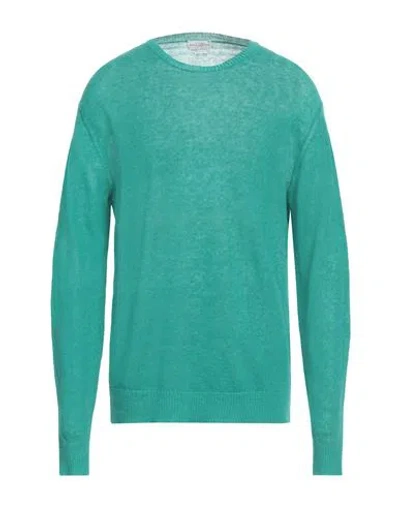 Ballantyne Man Sweater Emerald Green Size 42 Linen, Cotton