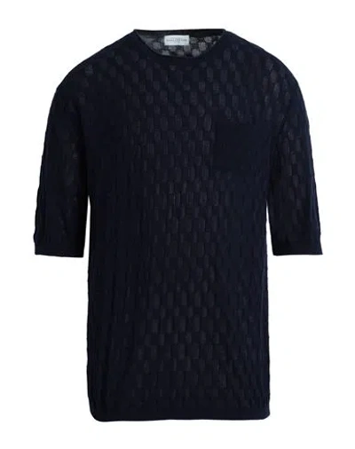 Ballantyne Man Sweater Navy Blue Size 48 Cotton In Black