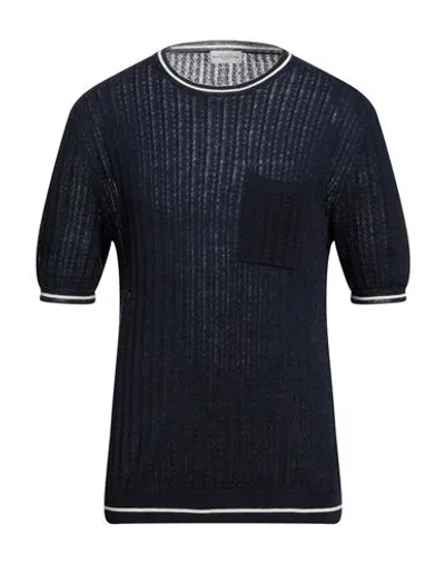 Ballantyne Man Sweater Navy Size 46 Linen, Cotton