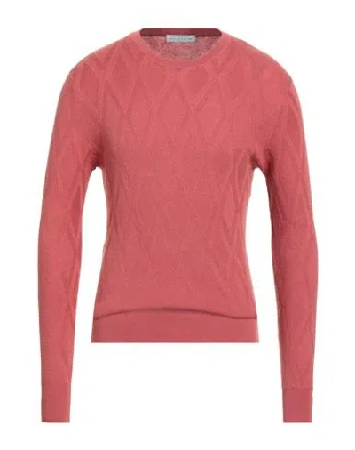 Ballantyne Man Sweater Rust Size 40 Cotton, Cashmere In Red