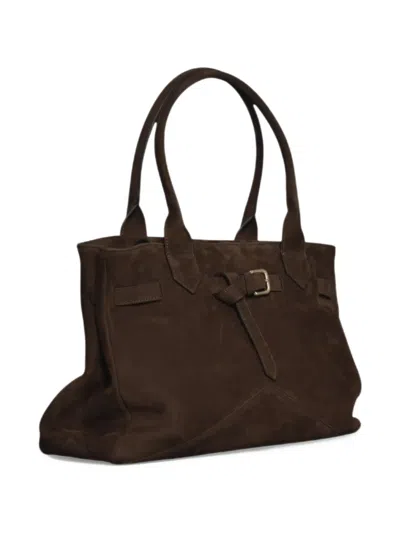 Ballantyne Medium Kate 993 Buckle-detail Suede Tote Bag In Brown