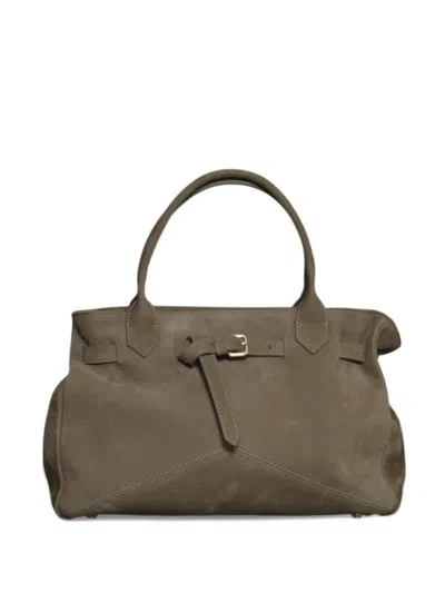 Ballantyne Medium Kate 993 Buckle-detail Suede Tote Bag In Brown