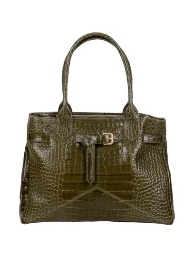 Ballantyne Medium Kate Buckle Embossed Shoulder Bag In Green