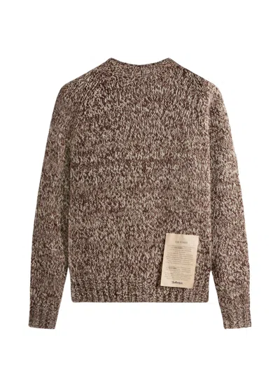 Ballantyne Retro Natural Melange Ribbed Wool-blend Sweater In Brown