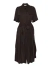 Ballantyne Shirt-style Midi Dress With Belted Waist In Brown