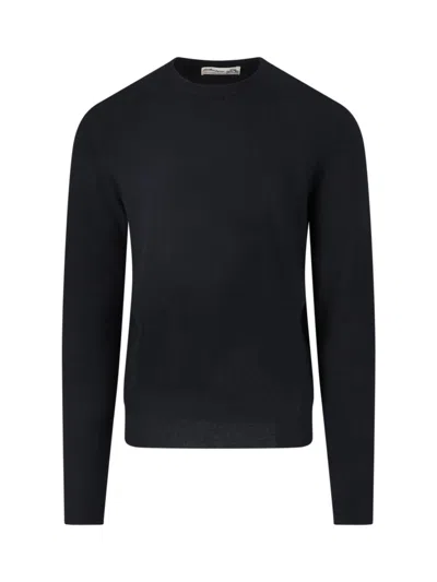 Ballantyne Minimalist Fitted Crew Neck Ribbed Detailing Sweater In Black
