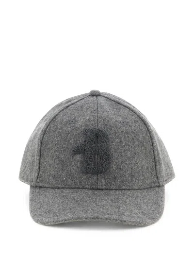 Ballantyne Wool Blend Monogram Patch Baseball Cap In Gray