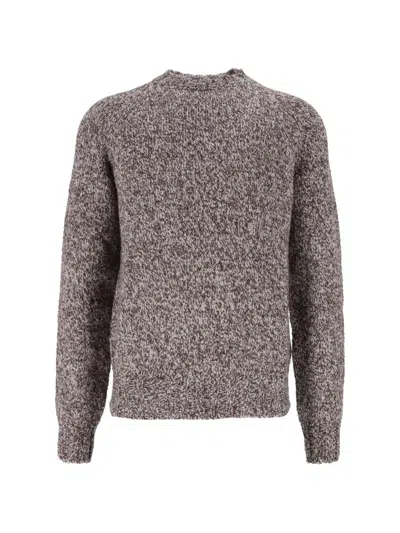 Ballantyne Mouline Raglan-sleeve Sweater In Brown