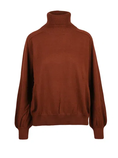 Ballantyne Multicolor Cashmere Turtleneck Sweater With High Ribbed Collar In Brown