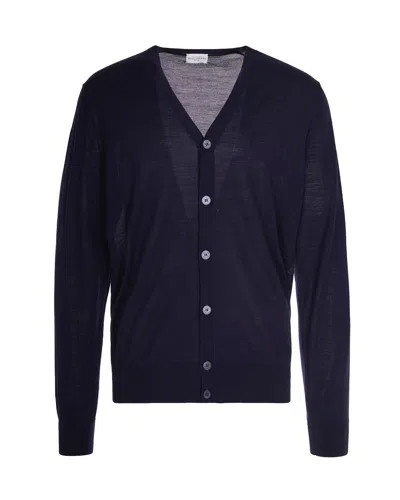 BALLANTYNE NAVY BLUE WOOL CARDIGAN