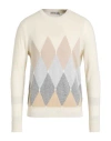 Ballantyne Of Peebles Man Sweater Cream Size 44 Cashmere In Neutral