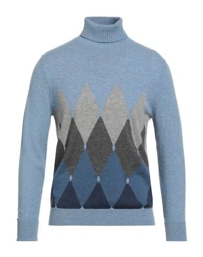 Ballantyne Of Peebles Man Turtleneck Light Blue Size 38 Cashmere
