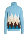 Ballantyne Of Peebles Man Turtleneck Light Blue Size 44 Cashmere In Blue