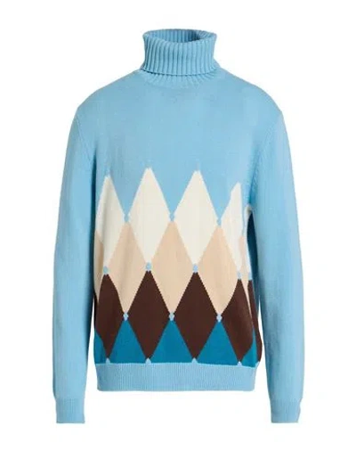 Ballantyne Of Peebles Man Turtleneck Light Blue Size 44 Cashmere
