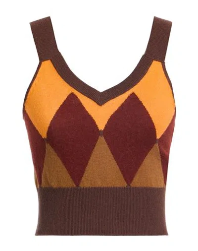 Ballantyne Of Peebles Woman Top Chocolate Brown Size 4 Cashmere In Multi