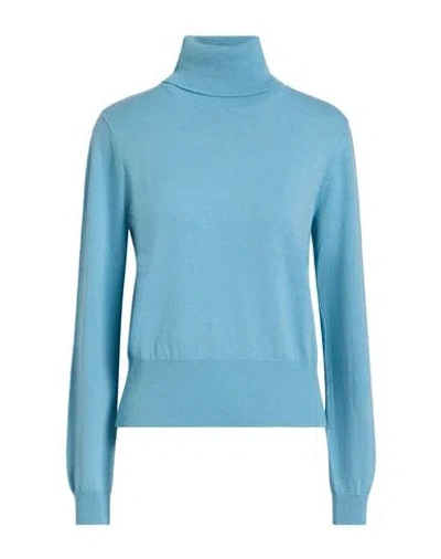 Ballantyne Of Peebles Woman Turtleneck Sky Blue Size 10 Cashmere