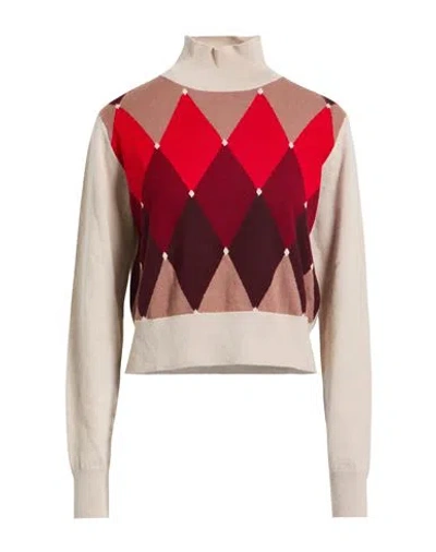 Ballantyne Of Peebles Woman Turtleneck Tomato Red Size 8 Cashmere In White