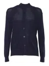Ballantyne Open-knit Black Cardigan With Button-down Front In Blue