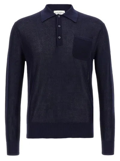 Ballantyne Openwork Cotton Polo Shirt In Blue