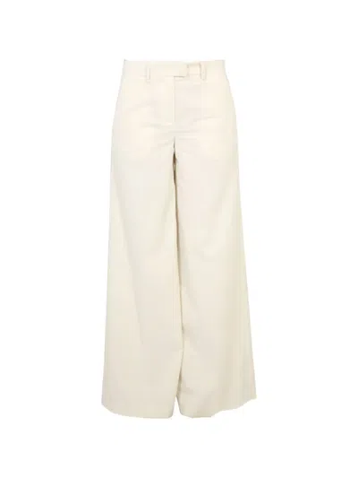 Ballantyne Wide-leg Trousers With Belt Loops And Pockets In Beige