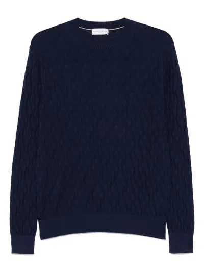 Ballantyne Patterned-jacquard Sweater In Blue