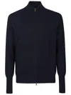 Ballantyne Black Zipped Cardigan With High Collar In Navy