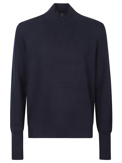 Ballantyne Plain Half Zip Cashmere Sweater In Blue