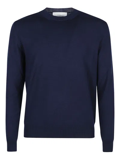 Ballantyne Plain Round Neck Sweater In Blue