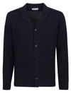 Ballantyne Plain Shirt Cardigan In Navy