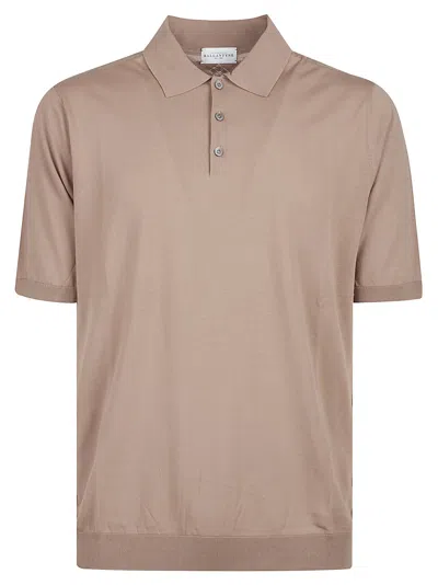 Ballantyne Plain Short Sleeve Polo Shirt In Dark Sand