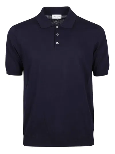 Ballantyne Plain Short Sleeve Polo Shirt In Navy