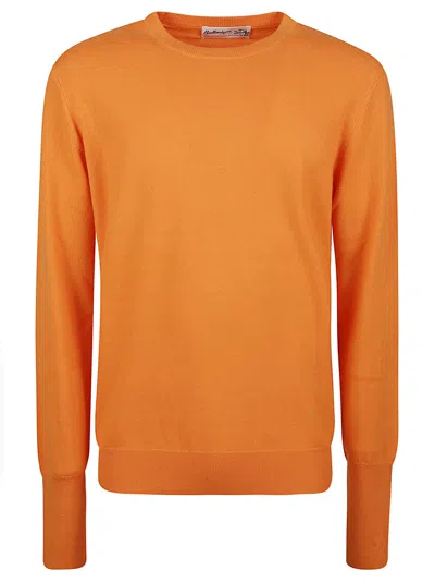 Ballantyne Plain Stitch Cashmere Ribbed Knit Sweater In Orange