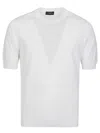 Ballantyne Short-sleeved Knit Top With V-shaped Cutout In Optical White